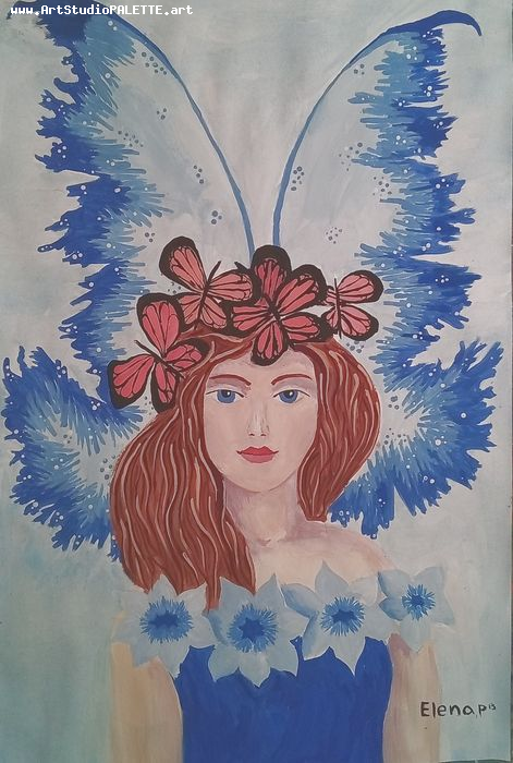 Art Studio PALETTE. Elena Pelex Picture.  Tempera People Portrait 