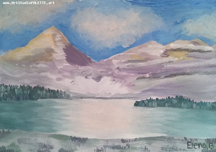 Art Studio PALETTE. Elena Pelex Picture.  Tempera Landscape Nature 