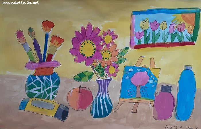 Art Studio PALETTE. Nicole Yan Picture.  Marker, Tempera Still Life Palette 