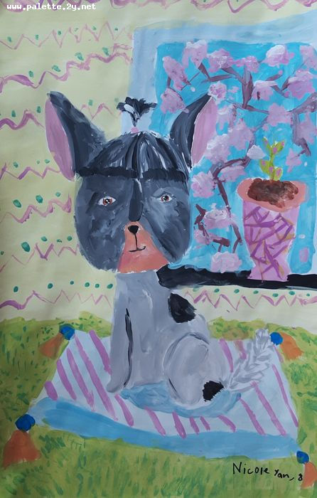 Art Studio PALETTE. Nicole Yan Picture.  Tempera Animals Dogs 