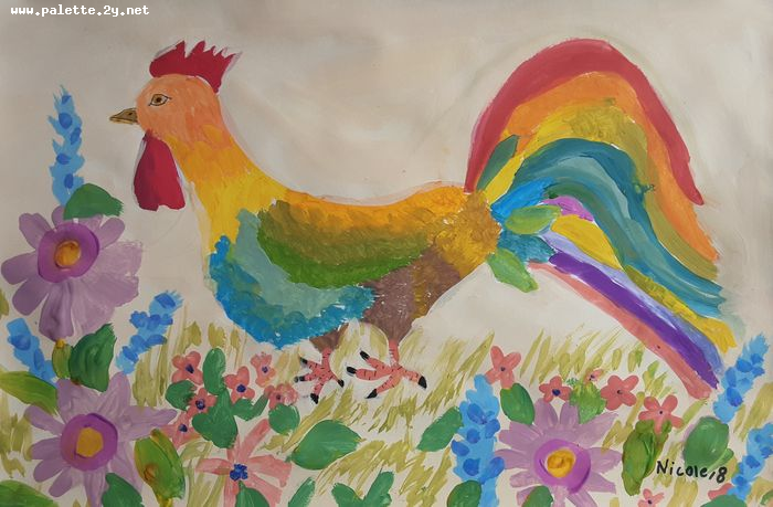 Art Studio PALETTE. Nicole Yan Picture.  Tempera Animals Birds 