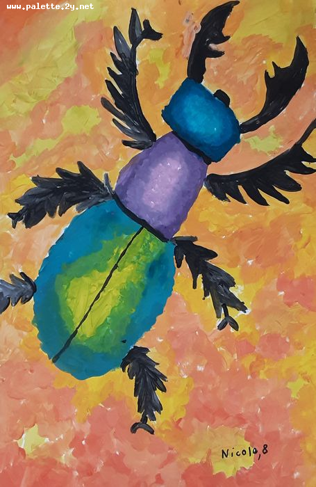 Art Studio PALETTE. Nicole Yan Picture.  Tempera Animals Insects 
