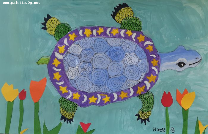 Art Studio PALETTE. Nicole Yan Picture.  Mixed Media Animals Fish 