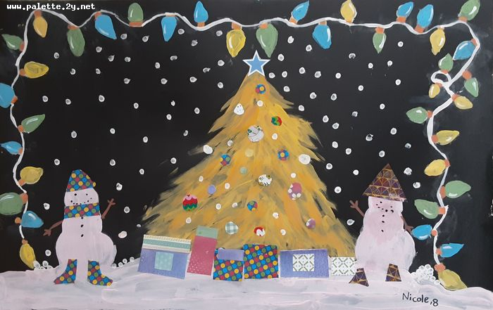 Art Studio PALETTE. Nicole Yan Picture.  Mixed Media Holidays Christmas 