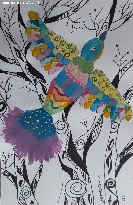 Art Studio PALETTE. Nicole Yan Picture.  Marker, Tempera Animals Birds 