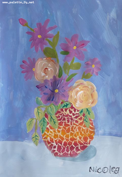 Art Studio PALETTE. Nicole Yan Picture.  Tempera Still Life Still Life 