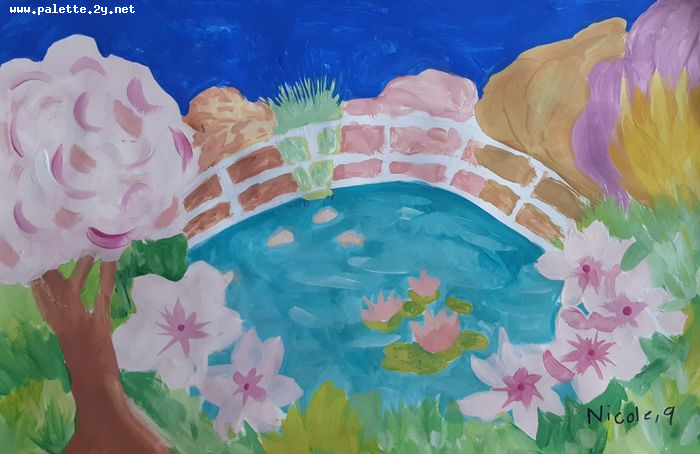 Art Studio PALETTE. Nicole Yan Picture.  Tempera Inspired by Monet 