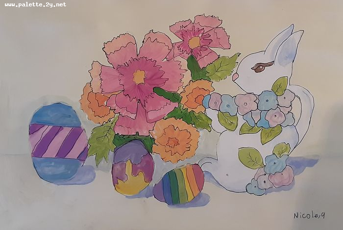 Art Studio PALETTE. Nicole Yan Picture.  Marker, Tempera Holidays Easter 