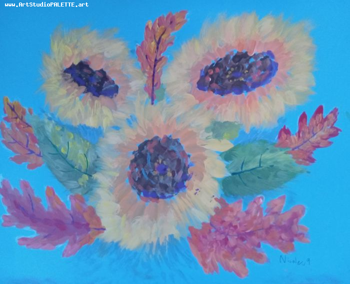 Art Studio PALETTE. Nicole Yan Picture.  Tempera Plants Flowers 