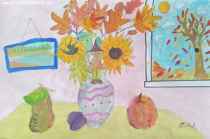 Art Studio PALETTE. Nicole Yan Picture.  Tempera Still Life Still Life 