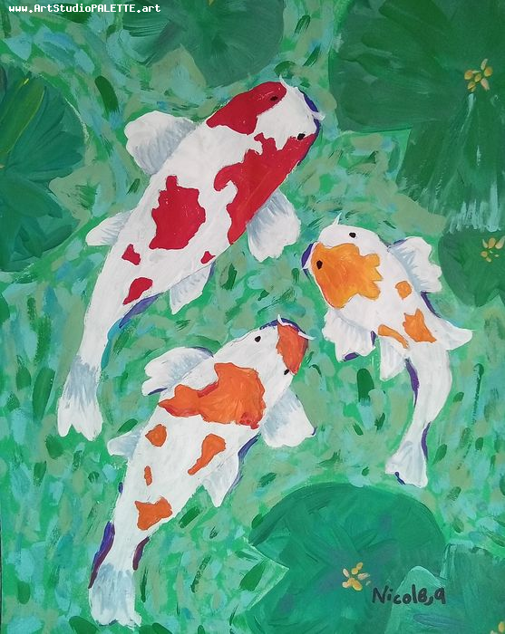 Art Studio PALETTE. Nicole Yan Picture.  Tempera Animals Fish 