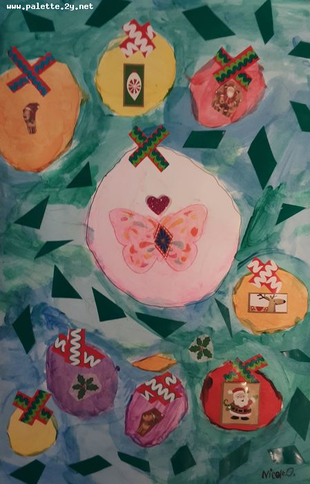 Art Studio PALETTE. Nicole Orta Picture.  Mixed Media Holidays Christmas 