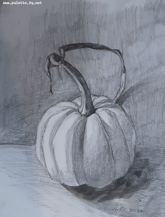 Art Studio PALETTE. Anna Banket Picture.  Pencil Still Life Fruits & Vegi 