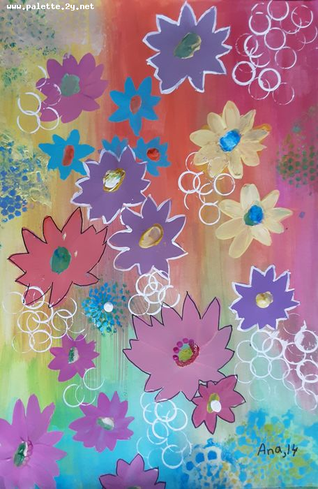 Art Studio PALETTE. Ana Lukashova Picture.  Tempera Plants Flowers 