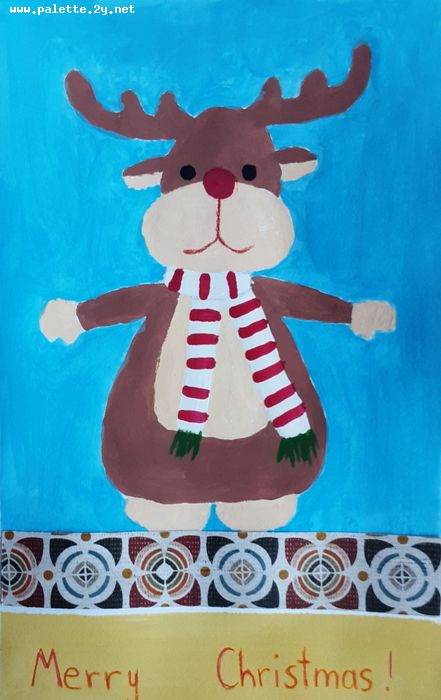 Art Studio PALETTE. Ana Lukashova Picture. Greeting Card Mixed Media Holidays Christmas 