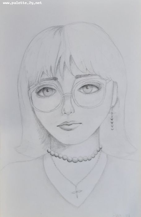 Art Studio PALETTE. Ana Lukashova Picture.  Pencil People Selfportrait 