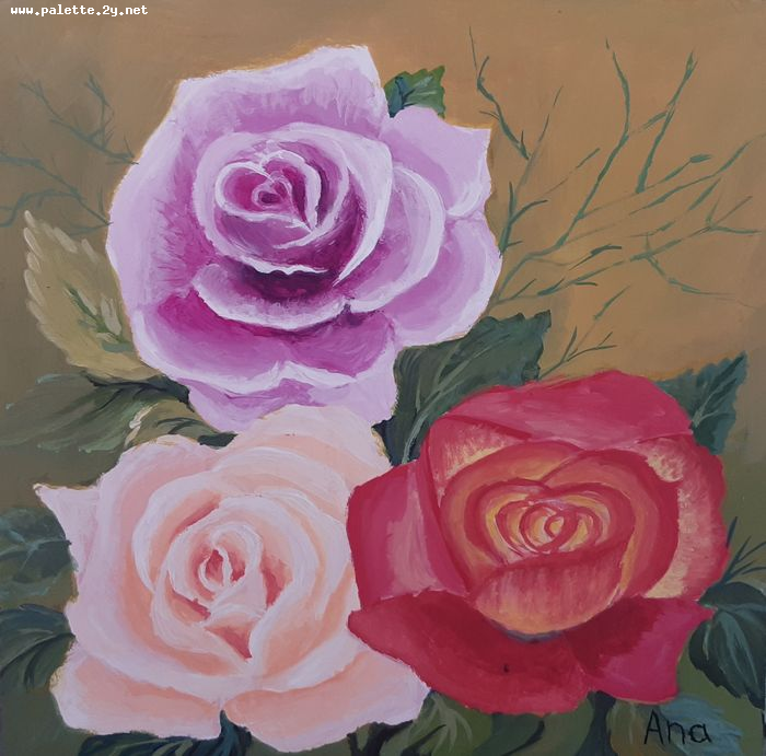 Art Studio PALETTE. Ana Lukashova Picture. Wood Acrylic Plants Flowers 