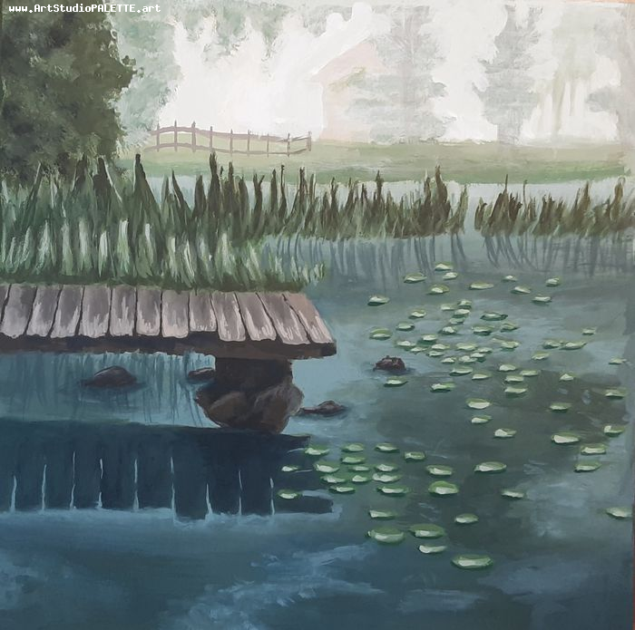 Art Studio PALETTE. Ana Lukashova Picture. Canvas Acrylic Landscape Nature 