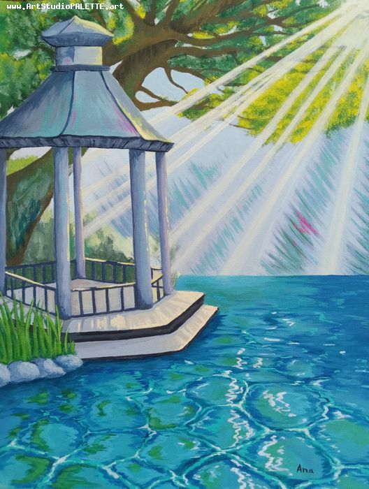 Art Studio PALETTE. Ana Lukashova Picture. Canvas Acrylic Landscape Seascape 