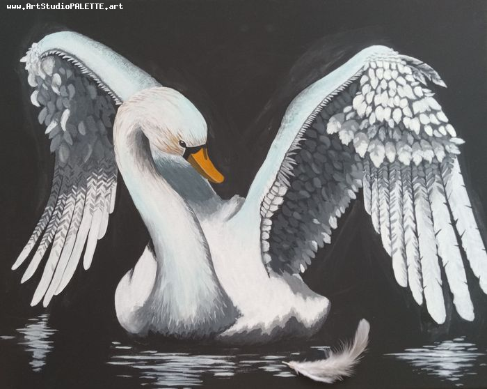 Art Studio PALETTE. Ana Lukashova Picture. Canvas Acrylic Animals Birds 