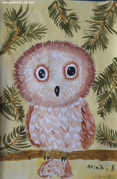 Art Studio PALETTE. Arina Bondarenko Picture.  Tempera Animals Birds 