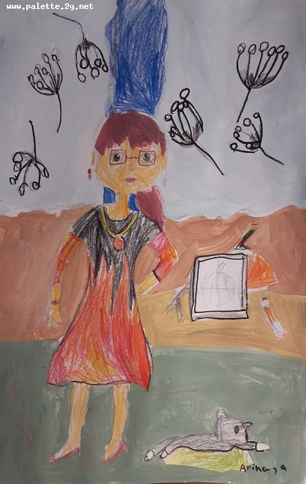 Art Studio PALETTE. Arina Bondarenko Picture.  Mixed Media People People 