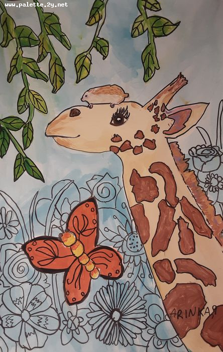 Art Studio PALETTE. Arina Bondarenko Picture.  Marker, Tempera Animals Mix 