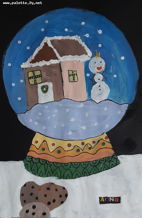 Art Studio PALETTE. Arina Bondarenko Picture.  Tempera Holidays Christmas 