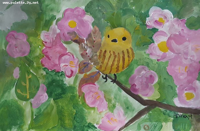 Art Studio PALETTE. Arina Bondarenko Picture.  Tempera Dec. Art Birds 