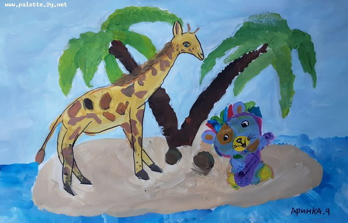 Art Studio PALETTE. Arina Bondarenko Picture.  Tempera Fantasy Fairy Tail 