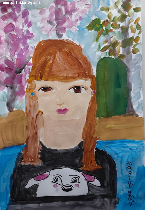 Art Studio PALETTE. Margarita Chsherbachenko Picture.  Tempera People Selfportrait 