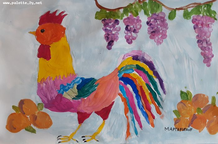 Art Studio PALETTE. Margarita Chsherbachenko Picture.  Tempera Animals Birds 