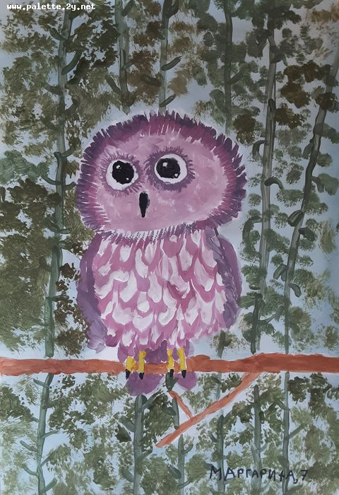 Art Studio PALETTE. Margarita Chsherbachenko Picture.  Tempera Animals Birds 