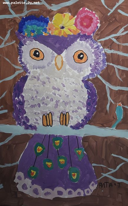 Art Studio PALETTE. Margarita Chsherbachenko Picture.  Tempera Animals Birds 