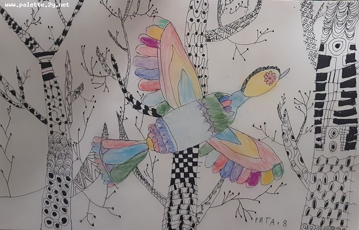 Art Studio PALETTE. Margarita Chsherbachenko Picture.  Mixed Media Animals Birds 