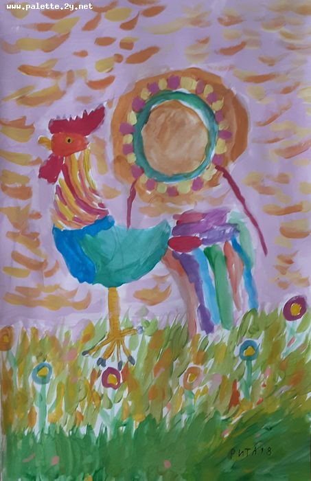 Art Studio PALETTE. Margarita Chsherbachenko Picture.  Tempera Animals Birds 