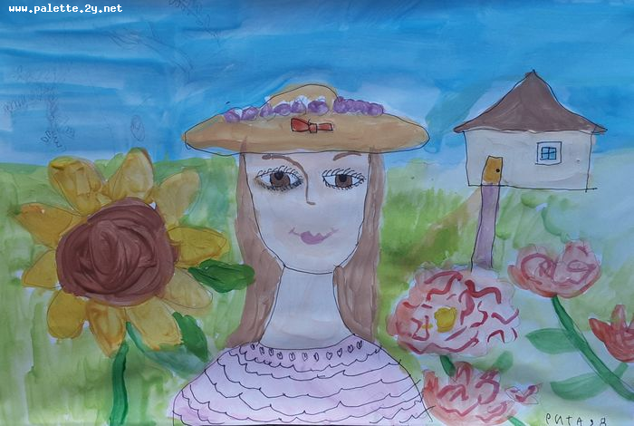 Art Studio PALETTE. Margarita Chsherbachenko Picture.  Marker, Tempera People Selfportrait 