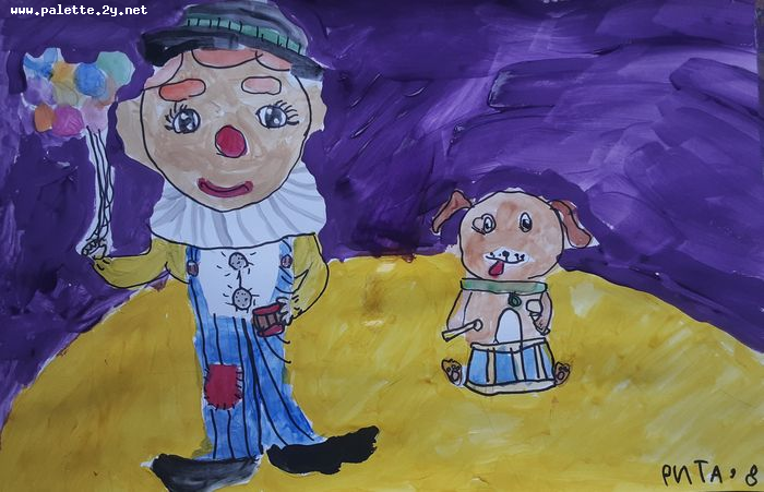 Art Studio PALETTE. Margarita Chsherbachenko Picture.  Marker, Tempera Fantasy Clown 