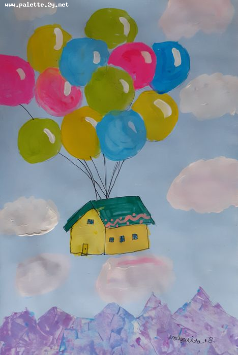 Art Studio PALETTE. Margarita Chsherbachenko Picture.  Tempera Fantasy Fairy Tail 