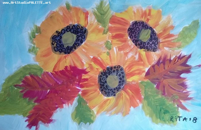 Art Studio PALETTE. Margarita Chsherbachenko Picture.  Tempera Plants Flowers 