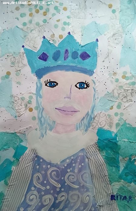 Art Studio PALETTE. Margarita Chsherbachenko Picture.  Mixed Media Fantasy Snowqueen 