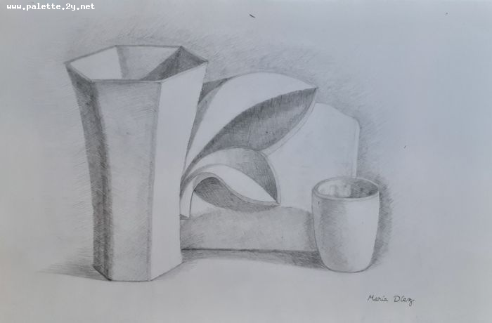 Art Studio PALETTE. Maria Diez Laza Picture.  Pencil Still Life Still Life 