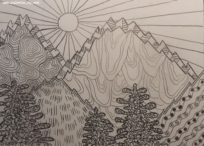 Art Studio PALETTE. Maria Diez Laza Picture.  Pencil Fantasy Zentangle 