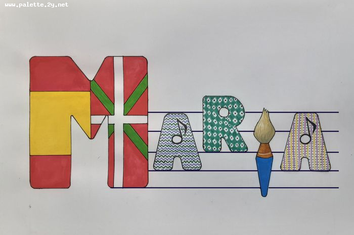 Art Studio PALETTE. Maria Diez Laza Picture.  Mixed Media Design Selfname 