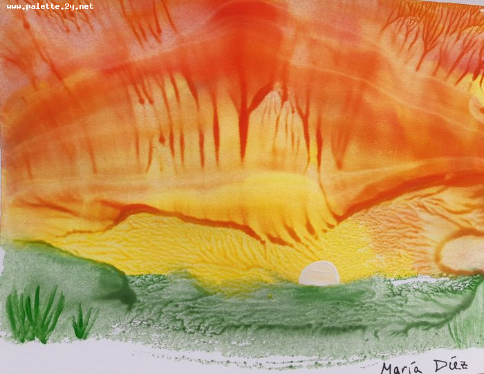 Art Studio PALETTE. Maria Diez Laza Picture.  Tempera Fantasy Imagenation 