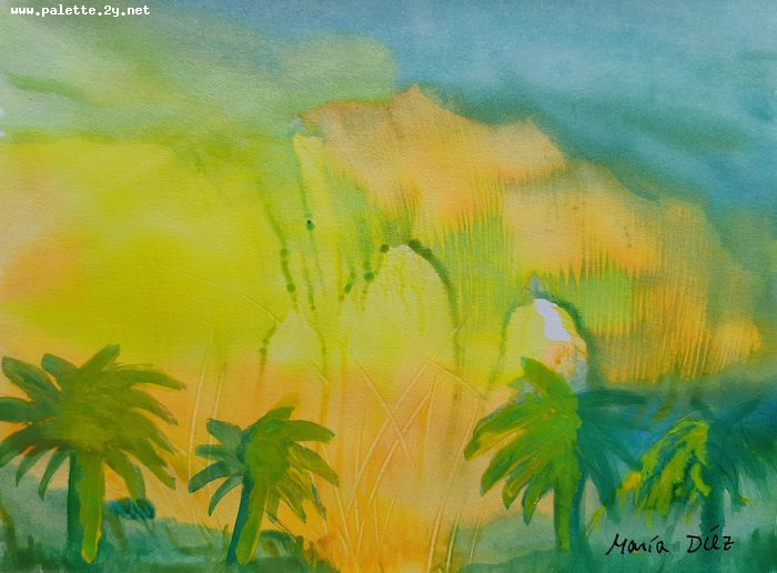 Art Studio PALETTE. Maria Diez Laza Picture.  Tempera Fantasy Abstract 
