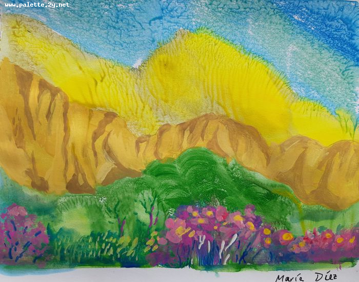 Art Studio PALETTE. Maria Diez Laza Picture.  Tempera Fantasy Abstract 