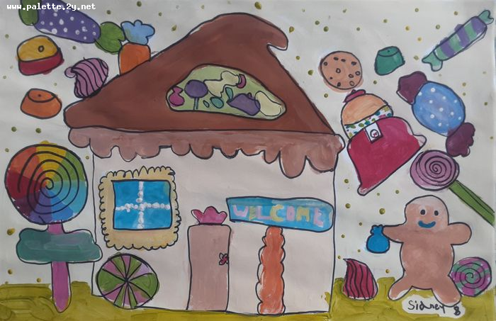 Art Studio PALETTE. Sidney White Picture.  Marker, Tempera Fantasy Cakes 