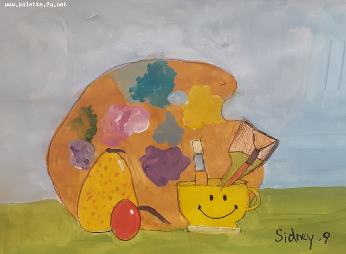 Art Studio PALETTE. Sidney White Picture.  Tempera Still Life Palette 