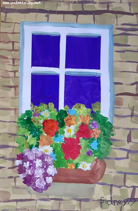 Art Studio PALETTE. Sidney White Picture.  Tempera Plants Garden 